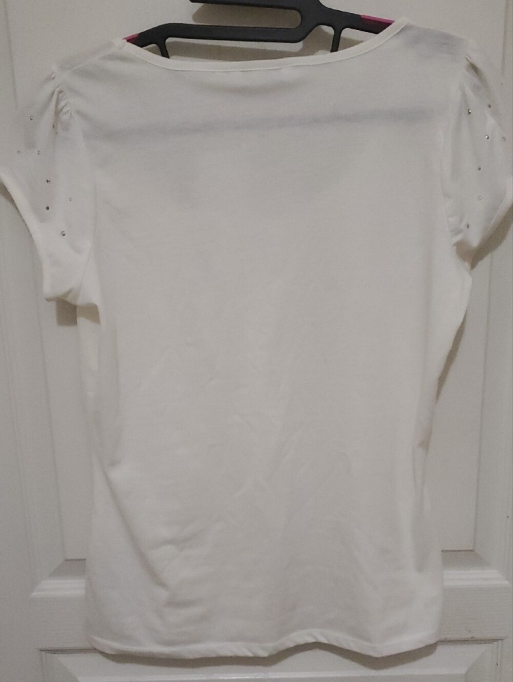 New Look White Short Sleeve Scoop Neck Top with Bow and Studs UK SIZE 12 - Picture 4 of 6